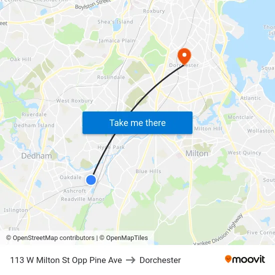 113 W Milton St Opp Pine Ave to Dorchester map