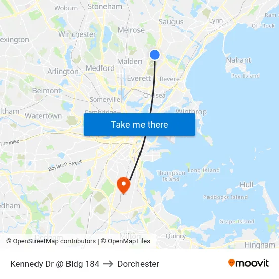 Kennedy Dr @ Bldg 184 to Dorchester map