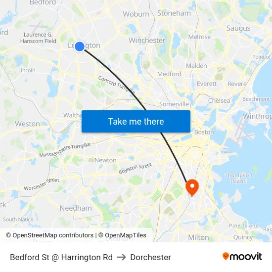 Bedford St @ Harrington Rd to Dorchester map