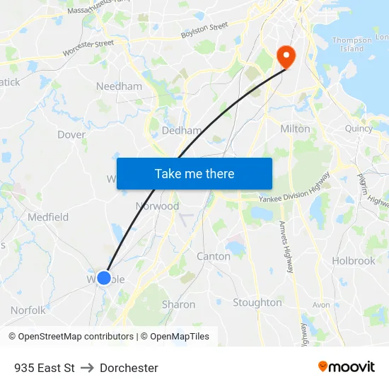 935 East St to Dorchester map