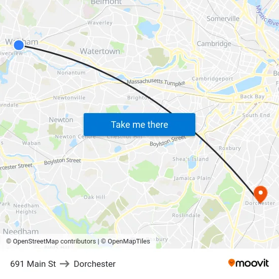 691 Main St to Dorchester map
