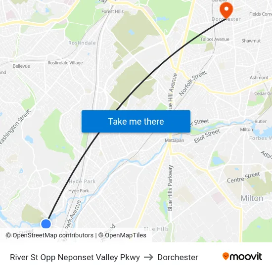 River St Opp Neponset Valley Pkwy to Dorchester map