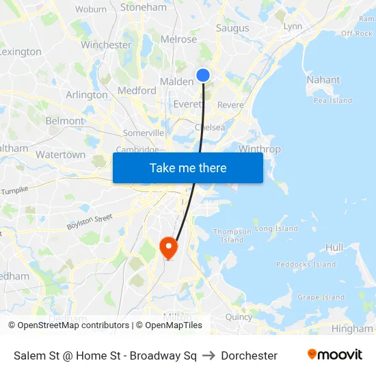 Salem St @ Home St - Broadway Sq to Dorchester map