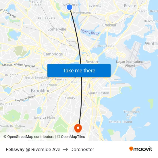 Fellsway @ Riverside Ave to Dorchester map
