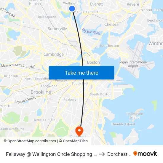 Fellsway @ Wellington Circle Shopping Ctr to Dorchester map