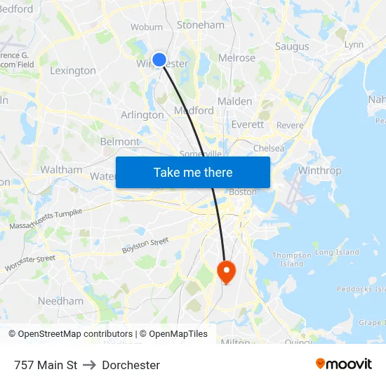 757 Main St to Dorchester map
