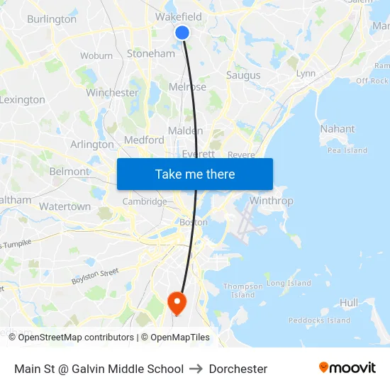 Main St @ Galvin Middle School to Dorchester map