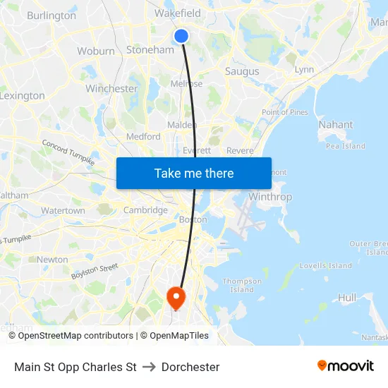 Main St Opp Charles St to Dorchester map