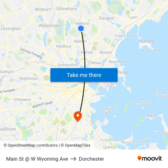 Main St @ W Wyoming Ave to Dorchester map