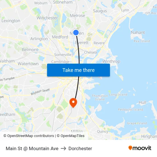Main St @ Mountain Ave to Dorchester map