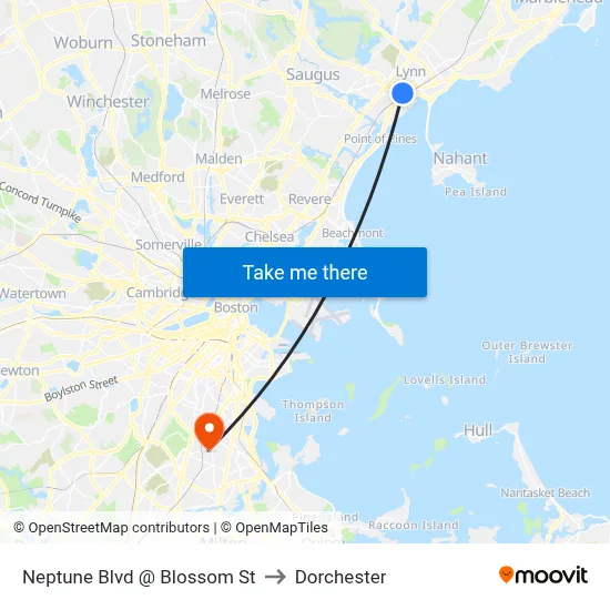 Neptune Blvd @ Blossom St to Dorchester map