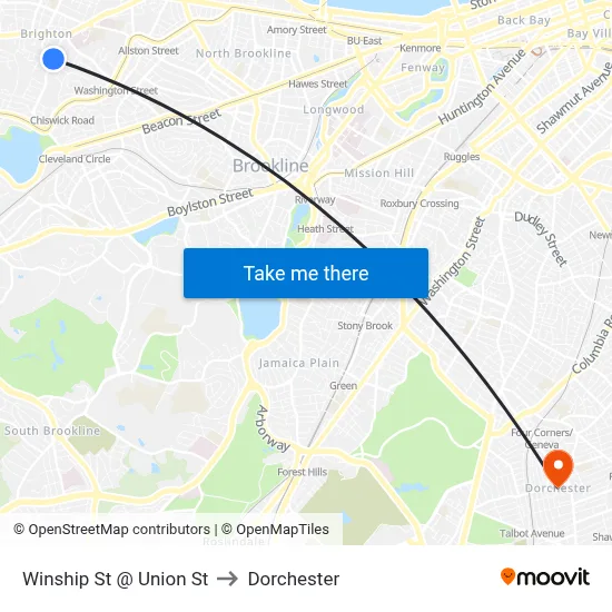 Winship St @ Union St to Dorchester map