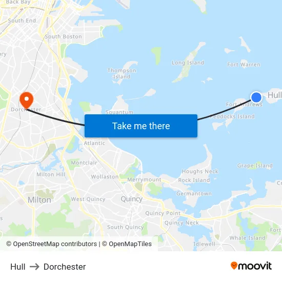 Hull to Dorchester map