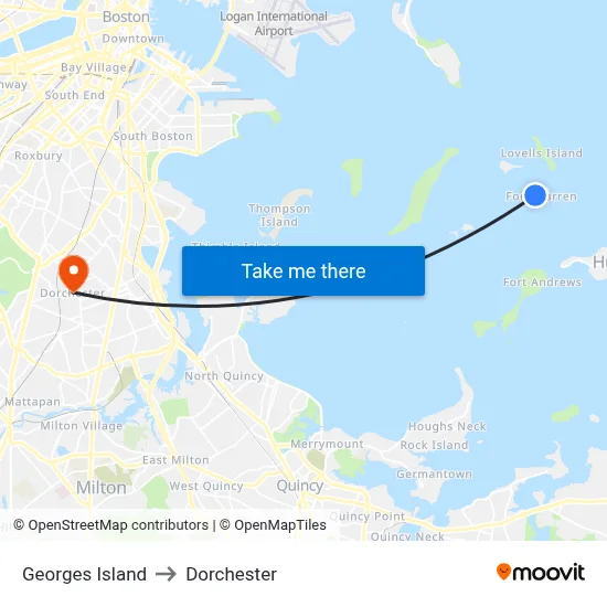Georges Island to Dorchester map