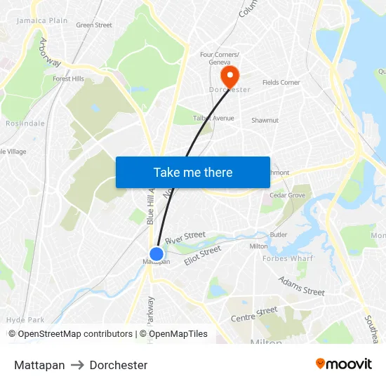 Mattapan to Dorchester map