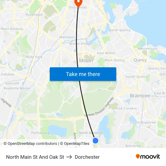 North Main St And Oak St to Dorchester map