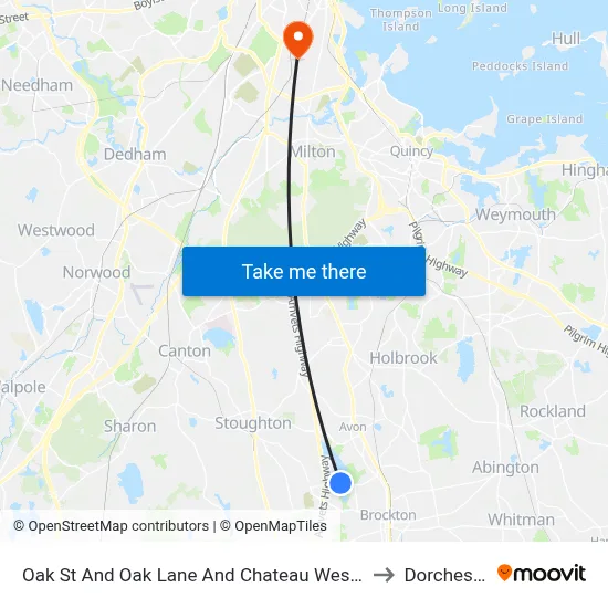 Oak St And Oak Lane And Chateau Westgate to Dorchester map