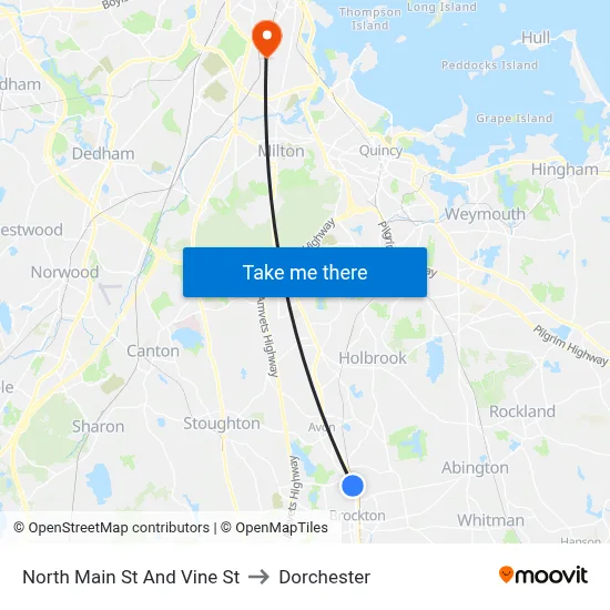 North Main St And Vine St to Dorchester map