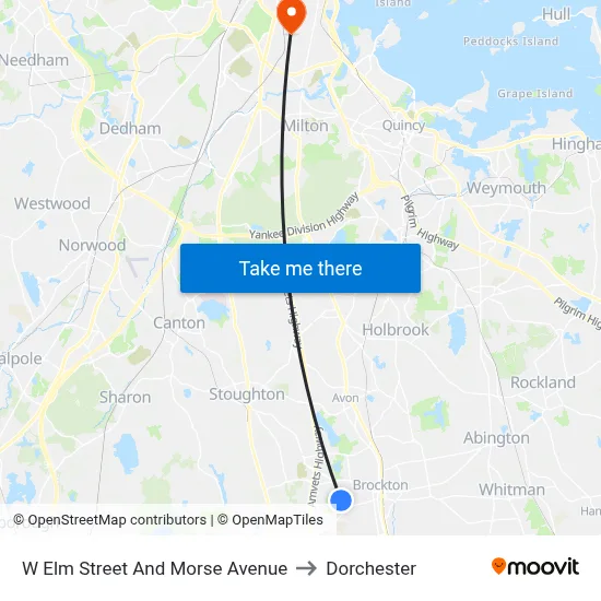 W Elm Street And Morse Avenue to Dorchester map
