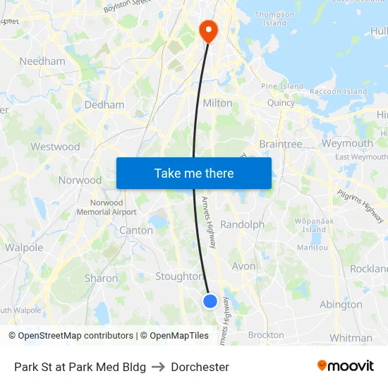 Park St at Park Med Bldg to Dorchester map