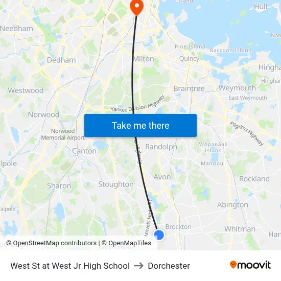 West St at West Jr High School to Dorchester map
