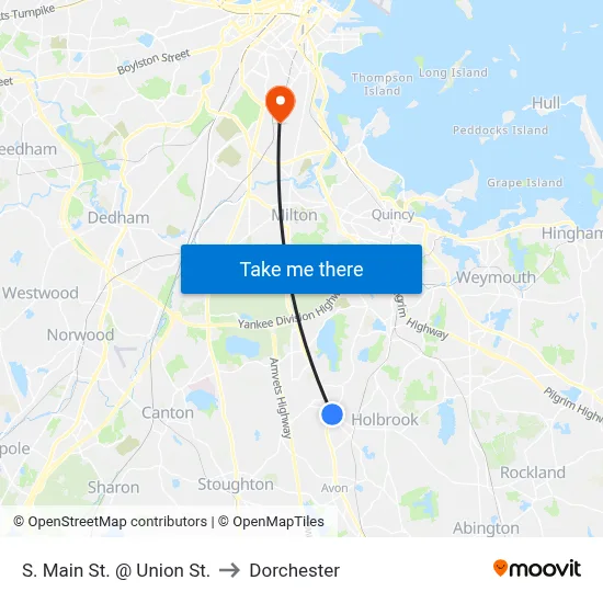 S. Main St. @ Union St. to Dorchester map