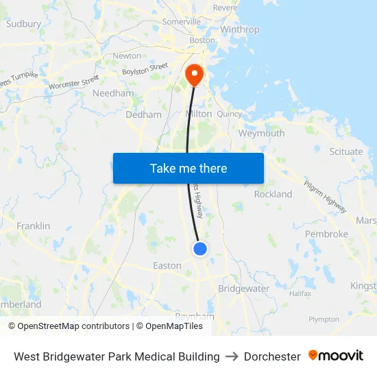 West Bridgewater Park Medical Building to Dorchester map