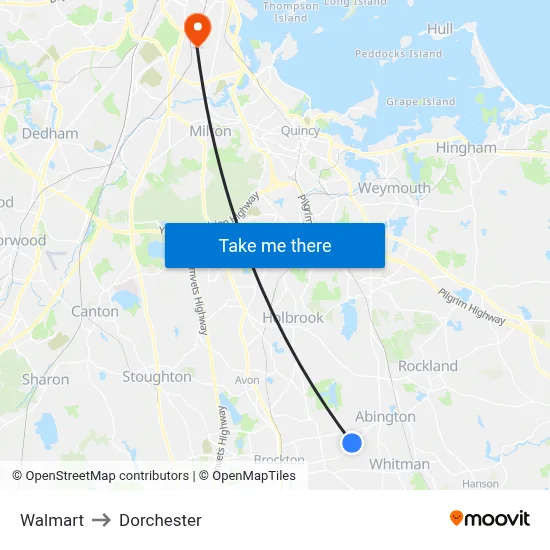 Walmart to Dorchester map