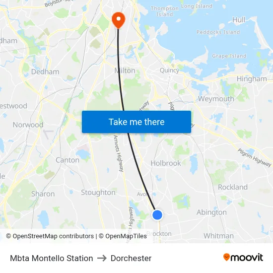 Mbta Montello Station to Dorchester map
