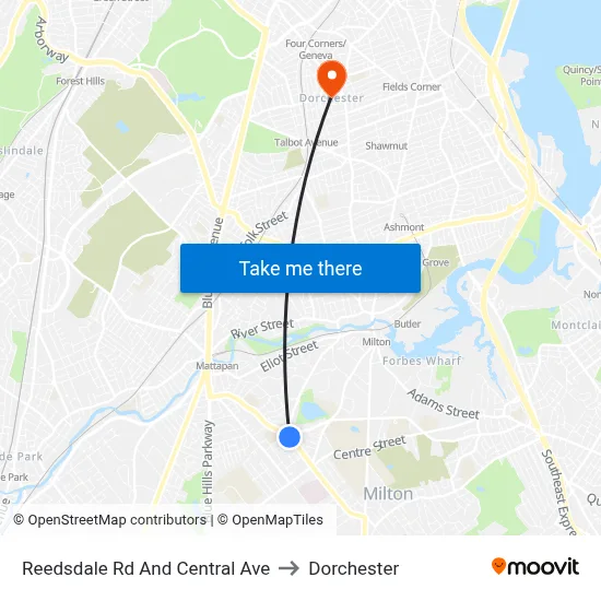 Reedsdale Rd And Central Ave to Dorchester map