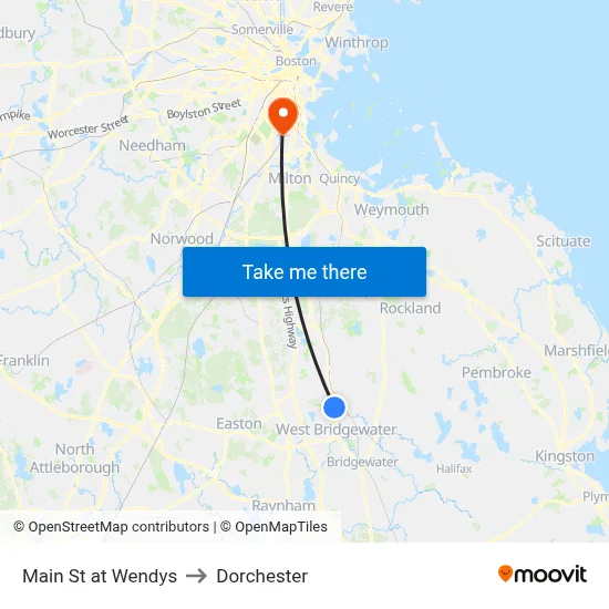 Main St at Wendys to Dorchester map