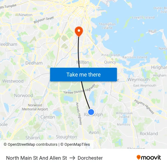 North Main St And Allen St to Dorchester map
