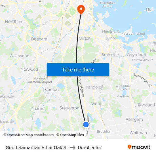 Good Samaritan Rd at Oak St to Dorchester map