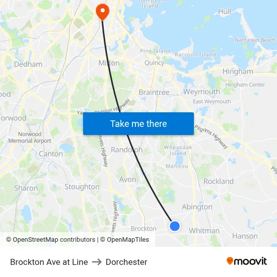 Brockton Ave at Line to Dorchester map