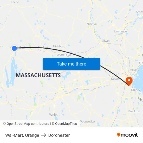 Wal-Mart, Orange to Dorchester map