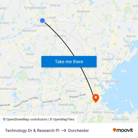 Technology Dr & Research Pl to Dorchester map