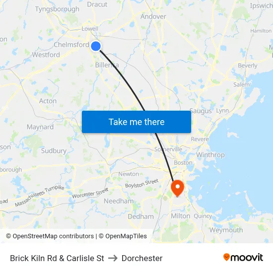 Brick Kiln Rd & Carlisle St to Dorchester map
