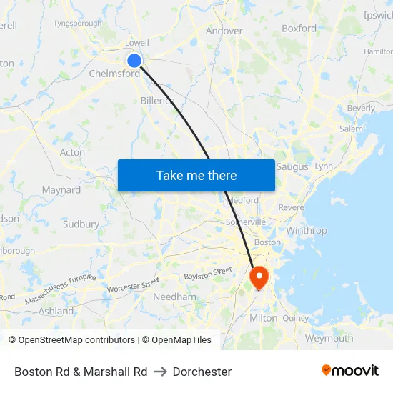 Boston Rd & Marshall Rd to Dorchester map