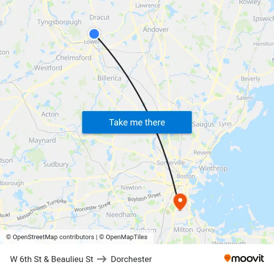 W 6th St & Beaulieu St to Dorchester map