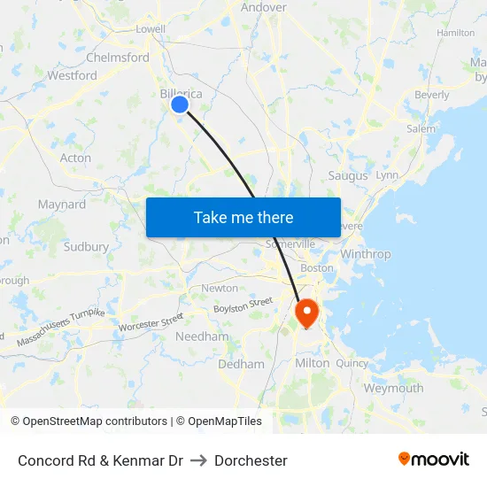 Concord Rd & Kenmar Dr to Dorchester map