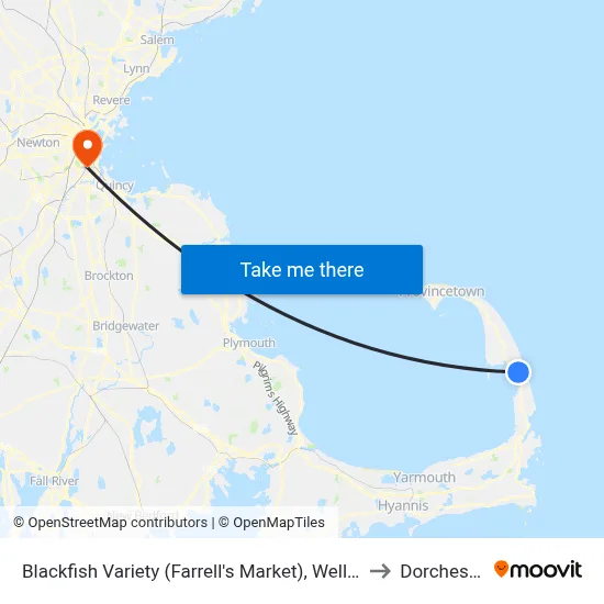 Blackfish Variety (Farrell's Market), Wellfleet to Dorchester map