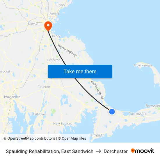 Spaulding Rehabilitation, East Sandwich to Dorchester map
