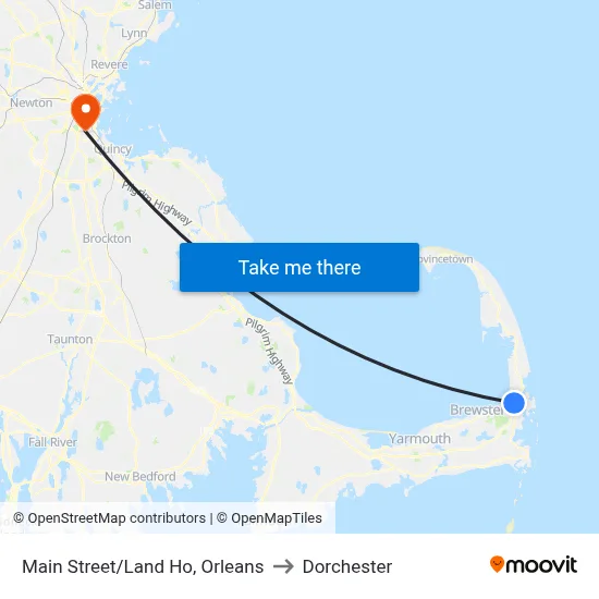 Main Street/Land Ho, Orleans to Dorchester map