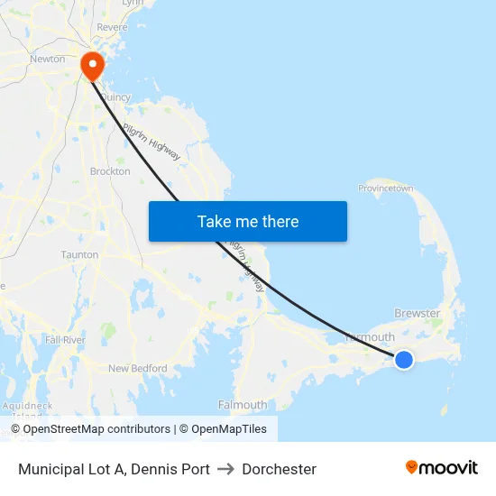 Municipal Lot A, Dennis Port to Dorchester map