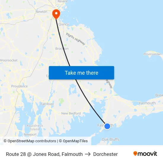 Route 28 @ Jones Road, Falmouth to Dorchester map