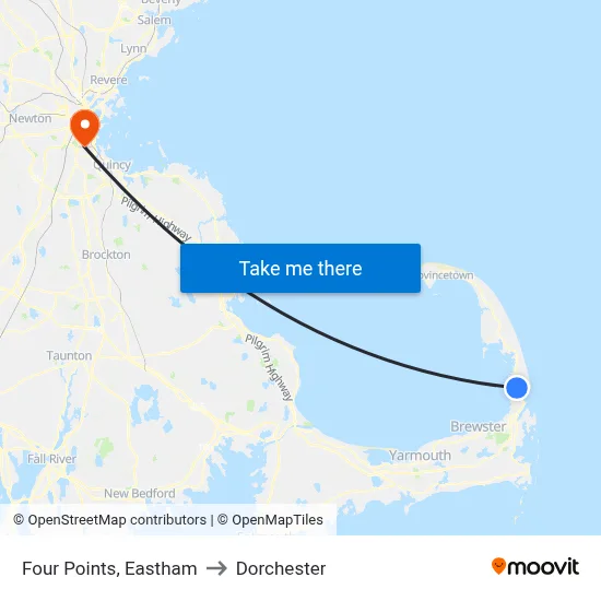 Four Points, Eastham to Dorchester map