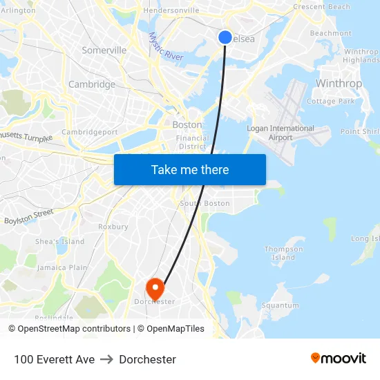 100 Everett Ave to Dorchester map