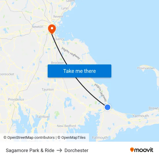 Sagamore Park & Ride to Dorchester map