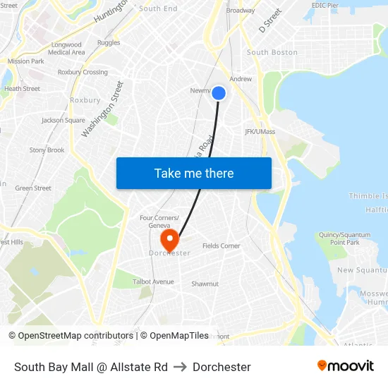 South Bay Mall @ Allstate Rd to Dorchester map