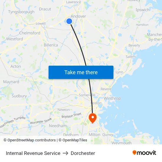 Internal Revenue Service to Dorchester map